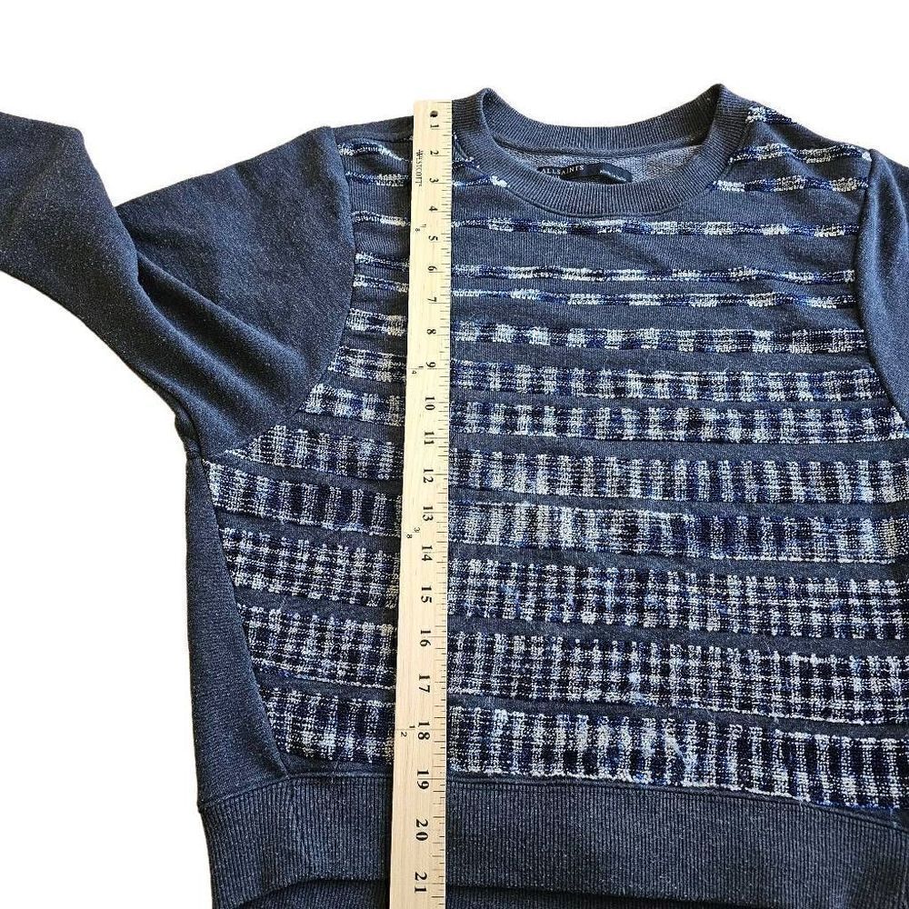 AllSaints womens Sz XSmall gray with blue embroidery sweater - Picture 6 of 8